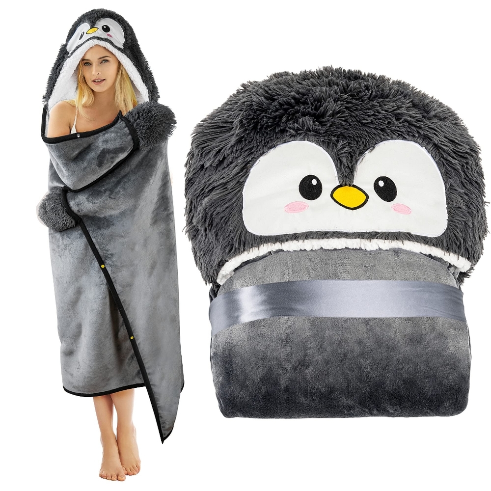 Adorable Penguin Hooded Blanket